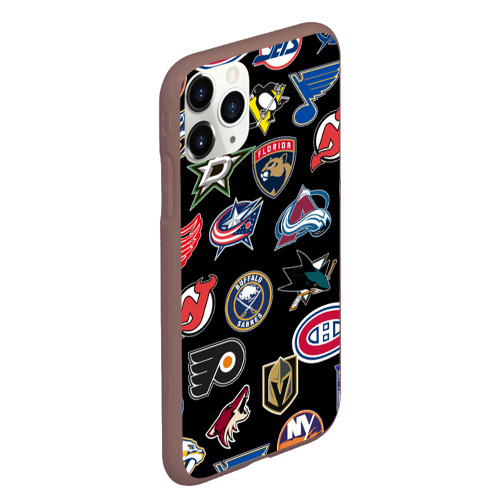 Чехол для iPhone 11 Pro Max матовый NHL pattern, цвет коричневый - фото 3