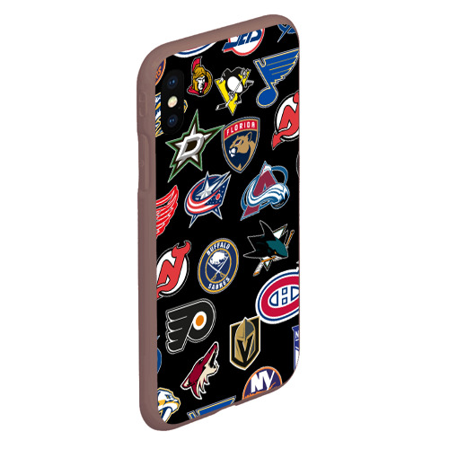 Чехол для iPhone XS Max матовый NHL pattern, цвет коричневый - фото 3