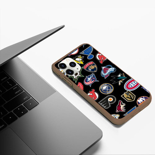 Чехол для iPhone 11 Pro Max матовый NHL pattern, цвет коричневый - фото 5