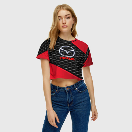 Женская футболка Crop-top 3D Mazda, цвет 3D печать - фото 4
