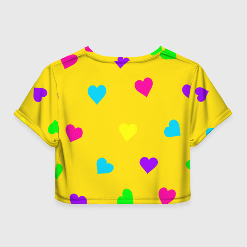 Женская футболка Crop-top 3D СЕРДЕЧКИ, цвет 3D печать - фото 2