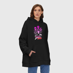 Худи SuperOversize хлопок ДжоДжо отпечаток розовый - фото 2