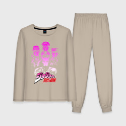 Женская пижама с лонгсливом хлопок ДжоДжо отпечаток розовый