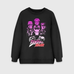 Женский свитшот oversize без начеса хлопок ДжоДжо отпечаток розовый