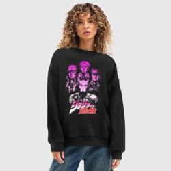 Женский свитшот oversize без начеса хлопок ДжоДжо отпечаток розовый - фото 2