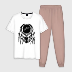 Мужская пижама с белой футболкой хлопок Predator хищник