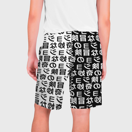 Мужские шорты 3D Иероглифы ДжоДжо чернобелые, цвет 3D печать - фото 2