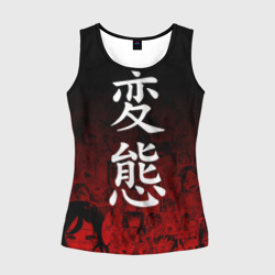 Женская майка 3D Hentai много лиц на красном