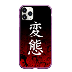 Чехол для iPhone 11 Pro Max матовый Hentai много лиц на красном