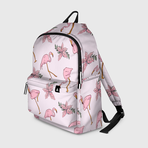 Рюкзак 3D с принтом Розовый фламинго, вид спереди #2