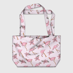 Пляжная сумка 3D Розовый фламинго