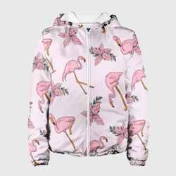 Женская куртка 3D Розовый фламинго