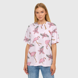 Женская футболка oversize 3D Розовый фламинго - фото 2
