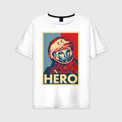 Юрий Гагарин – Женская футболка хлопок Oversize с принтом купить со скидкой в -16%