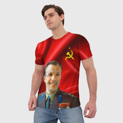 Мужская футболка 3D Юрий Гагарин - фото 2