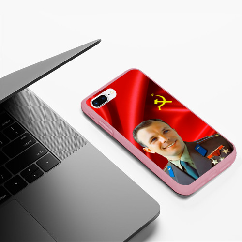 Чехол для iPhone 7Plus/8 Plus матовый Юрий Гагарин, цвет баблгам - фото 5
