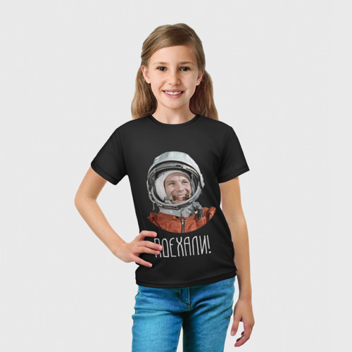 Детская футболка 3D с принтом Гагарин, вид сбоку #3