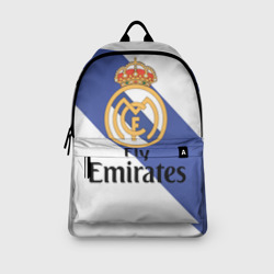 Рюкзак с принтом Реал для любого человека, вид спереди №3. Цвет основы: белый