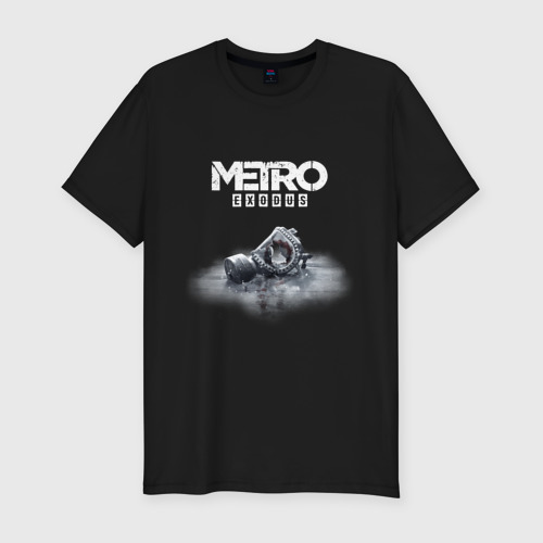 Мужская футболка хлопок Slim с принтом METRO EXODUS, вид спереди #2