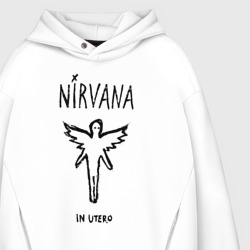 Худи с принтом Nirvana In utero для мужчины, вид на модели спереди №3. Цвет основы: белый
