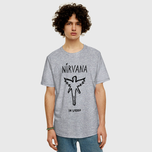 Мужская футболка хлопок Oversize Nirvana In utero, цвет меланж - фото 3