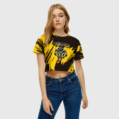 Женская футболка Crop-top 3D Желтый мазки Overlord, цвет 3D печать - фото 4