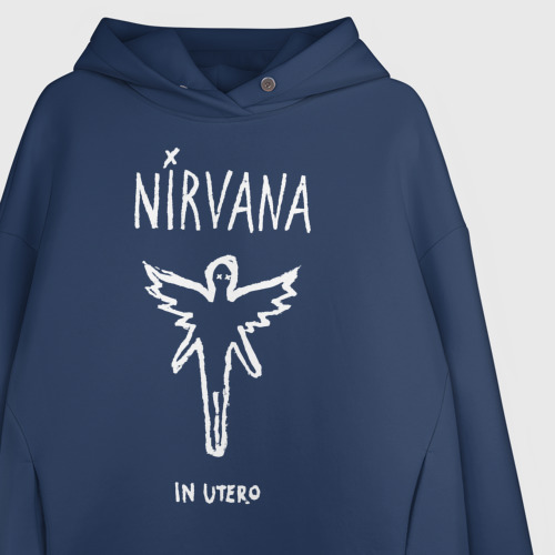 Женское худи Oversize хлопок Nirvana In utero, цвет темно-синий - фото 3