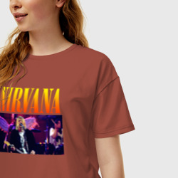 Женская футболка хлопок Oversize Nirvana Курт Кобейн - фото 2