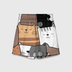 Детские спортивные шорты 3D Котейки