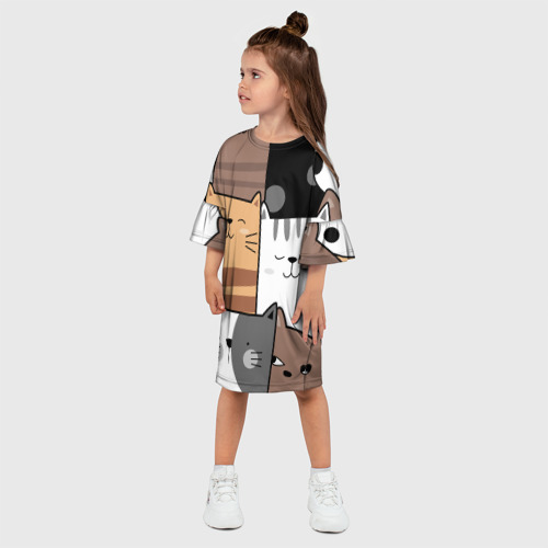 Детское платье 3D с принтом Котейки, фото на моделе #1