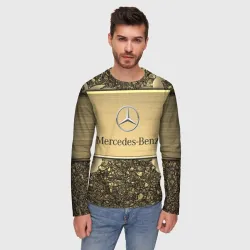 Мужской лонгслив 3D Mercedes gold Мерседес голд - фото 2