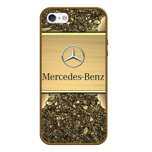 Чехол для iPhone 5/5S матовый Mercedes gold Мерседес голд, цвет коричневый