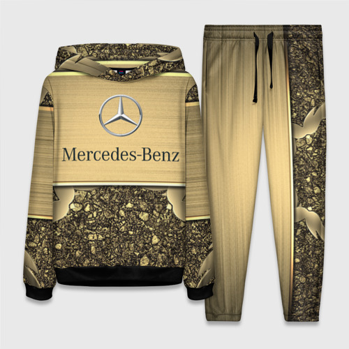 Женский костюм с толстовкой 3D Mercedes gold Мерседес голд, цвет черный