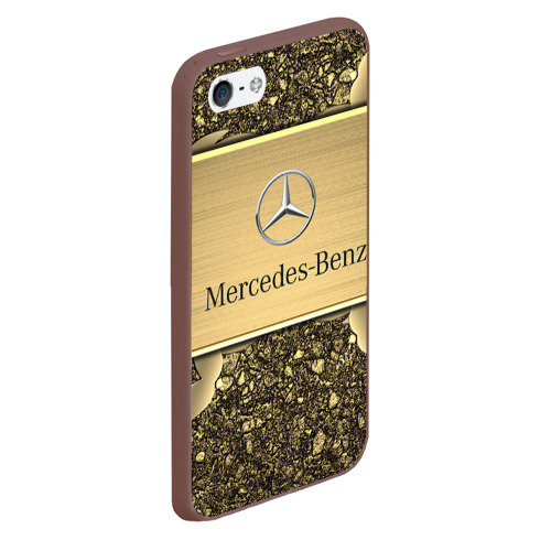 Чехол для iPhone 5/5S матовый Mercedes gold Мерседес голд, цвет коричневый - фото 3