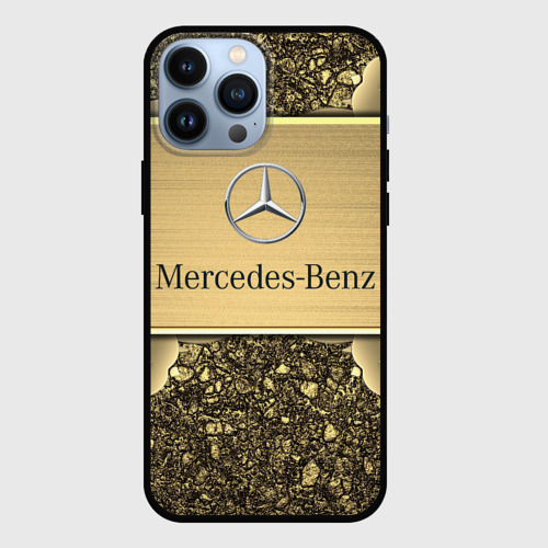 Чехол для iPhone 13 Pro Max с принтом Mercedes gold Мерседес голд, вид спереди №1