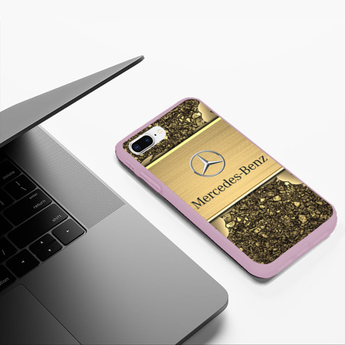 Чехол для iPhone 7Plus/8 Plus матовый Mercedes gold Мерседес голд, цвет розовый - фото 5