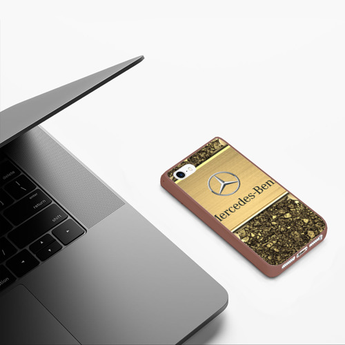 Чехол для iPhone 5/5S матовый Mercedes gold Мерседес голд, цвет коричневый - фото 5