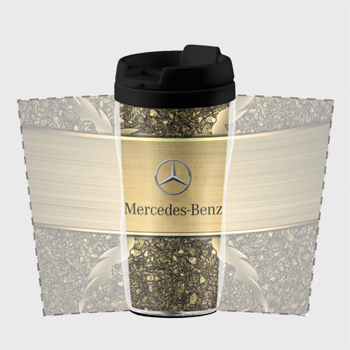 Термокружка-непроливайка Mercedes gold Мерседес голд, цвет черный - фото 2