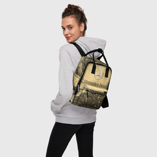 Женский рюкзак 3D с принтом MERCEDES GOLD | МЕРСЕДЕС ГОЛД, вид сбоку #3
