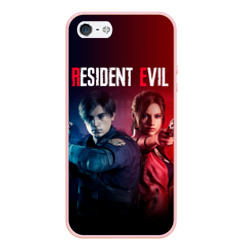 Чехол для iPhone 5/5S матовый Resident Evil 2 Леон Кеннеди и Клэр