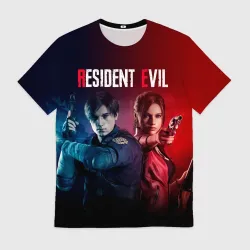 Мужская футболка 3D Resident Evil 2 Леон Кеннеди и Клэр
