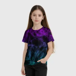 Детская футболка 3D Neon smokes stripes неоновые волны - фото 2