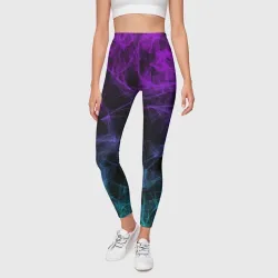 Леггинсы 3D Neon smokes stripes неоновые волны - фото 2