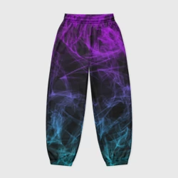 Женские джоггеры оверсайз 3D Neon smokes stripes неоновые волны