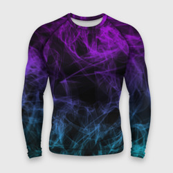 Мужской рашгард 3D Neon smokes stripes неоновые волны