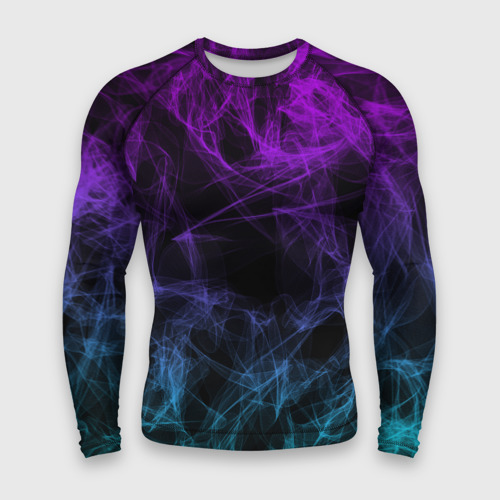 Мужской рашгард 3D Neon smokes stripes неоновые волны, цвет 3D печать