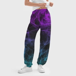 Женские джоггеры оверсайз 3D Neon smokes stripes неоновые волны - фото 2