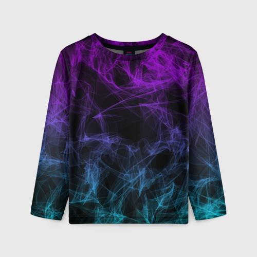 Детский лонгслив 3D Neon smokes stripes неоновые волны