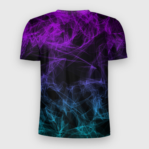 Мужская футболка 3D Slim Neon smokes stripes неоновые волны, цвет 3D печать - фото 2