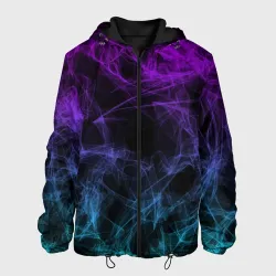 Мужская куртка 3D Neon smokes stripes неоновые волны